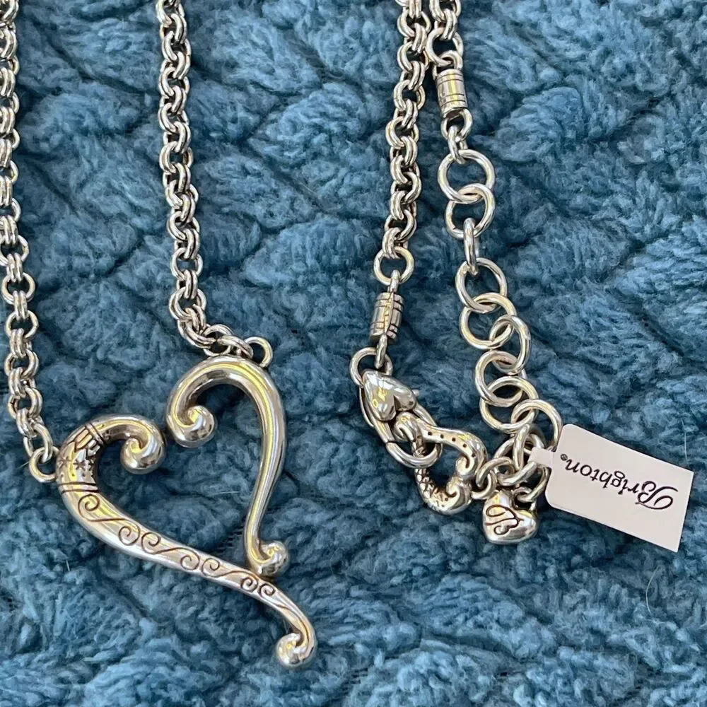 Brighton Adore Me Tuscan Open Heart Silver Necklace NWT Storage Bag - Picture 4 of 9